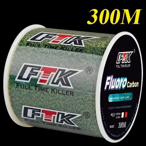Ligne de pêche FTK 300M avec revêtement en fluorocarbone.