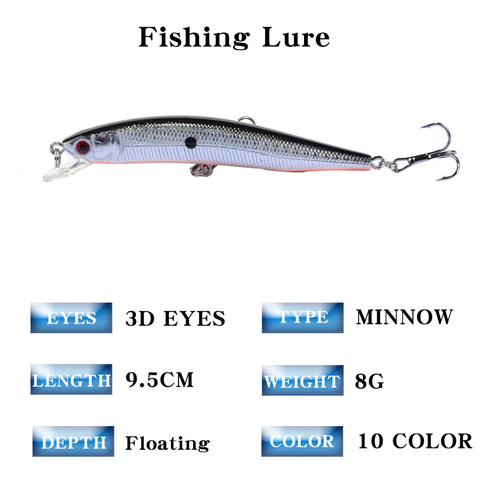 pièce Minnow Fishing Lure 95 mm 8 g Leurre flottant dur