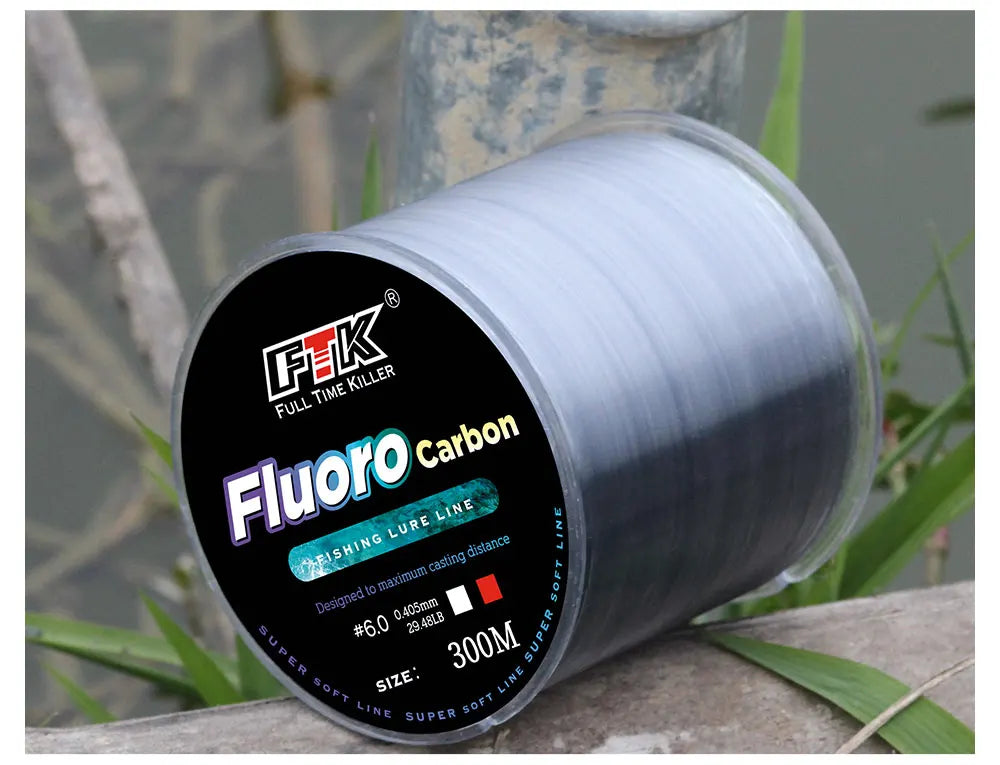 Ligne de pêche FTK 300M avec revêtement en fluorocarbone.
