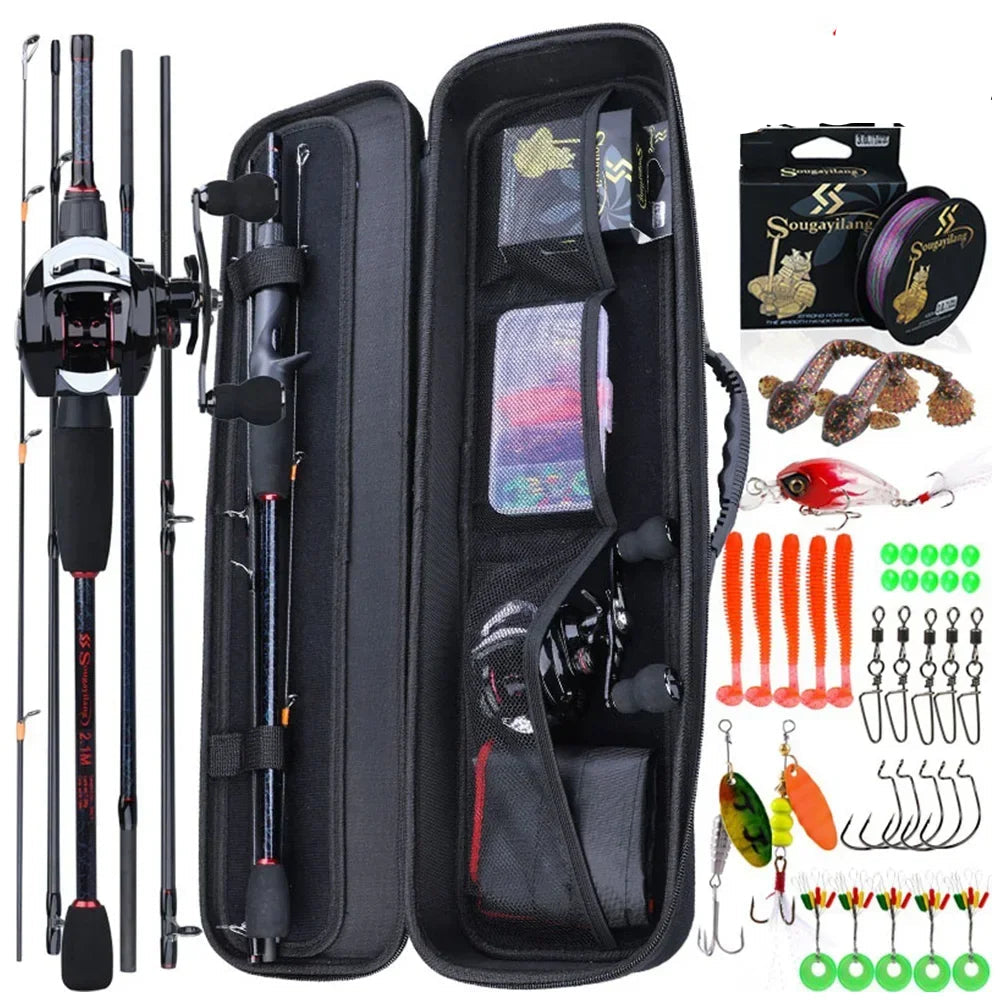 5-Section Fishing Rod + 12LB Baitcasting Reel Combo