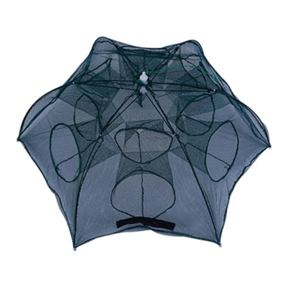 Piège à poissons pliable en forme de parapluie.