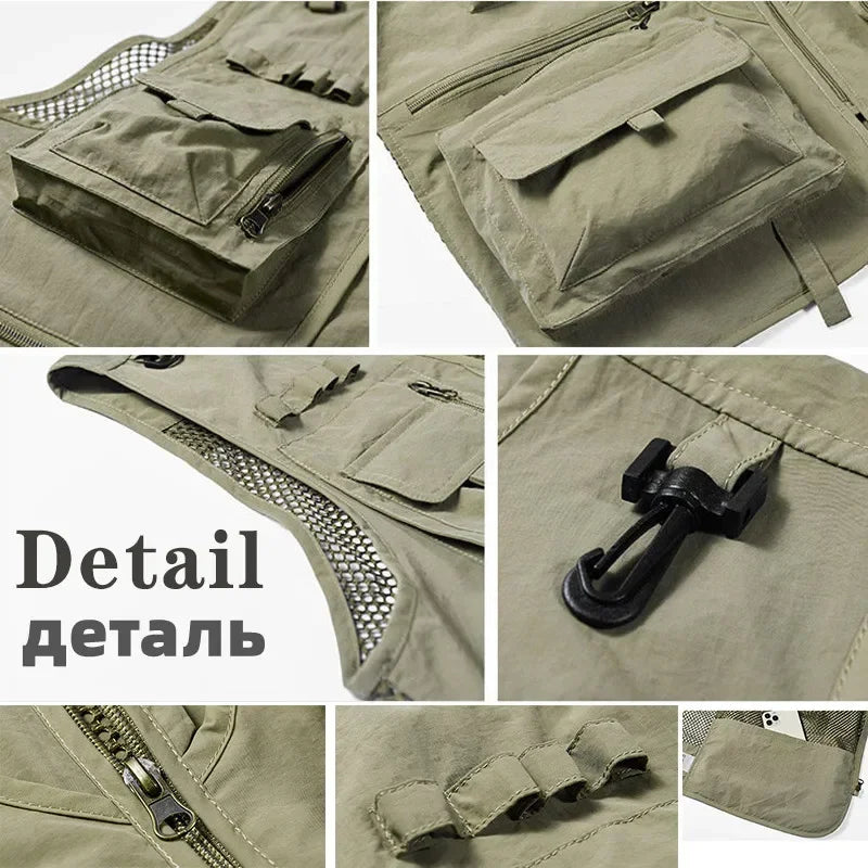 14 poches, gilet tactique américain pour hommes.