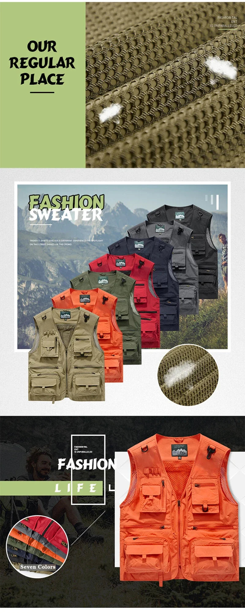14 poches, gilet tactique américain pour hommes.