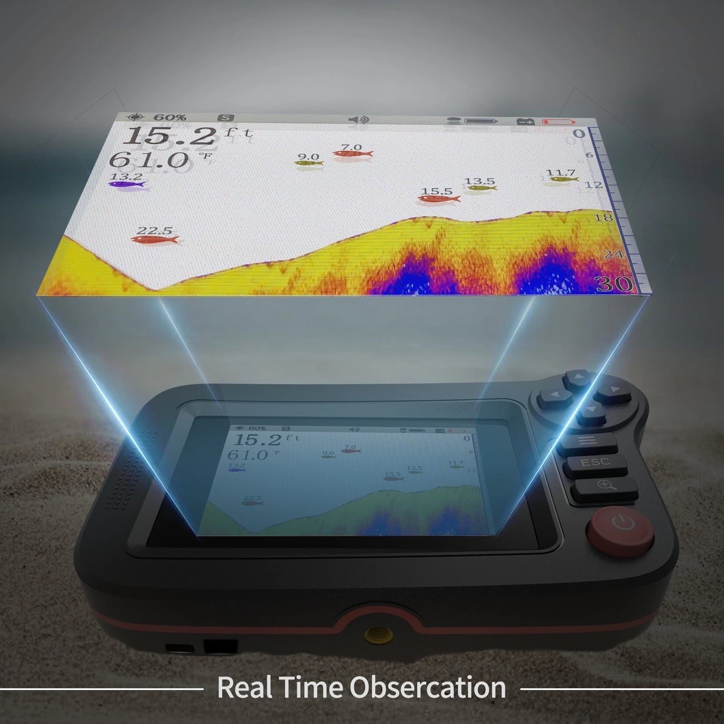 Smart Fish Finder - Sondeur portable et sondeur de profondeur pour la pêche