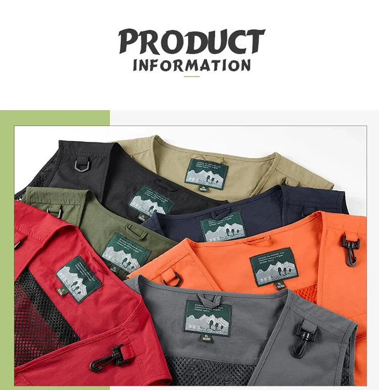 14 poches, gilet tactique américain pour hommes.