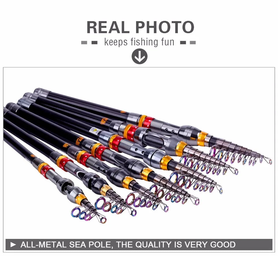 Canne à pêche télescopique avec moulinet – Fibre de carbone ultra résistante – OUTILS DE PECHE – Oceanis Gear