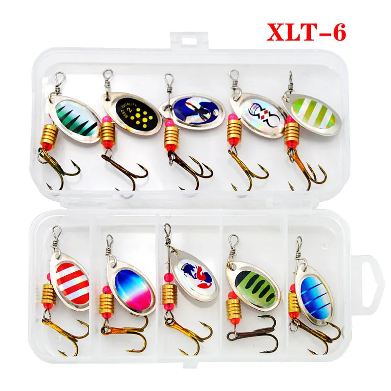 Lot de 16 leurres de pêche en métal avec cuillère tournante