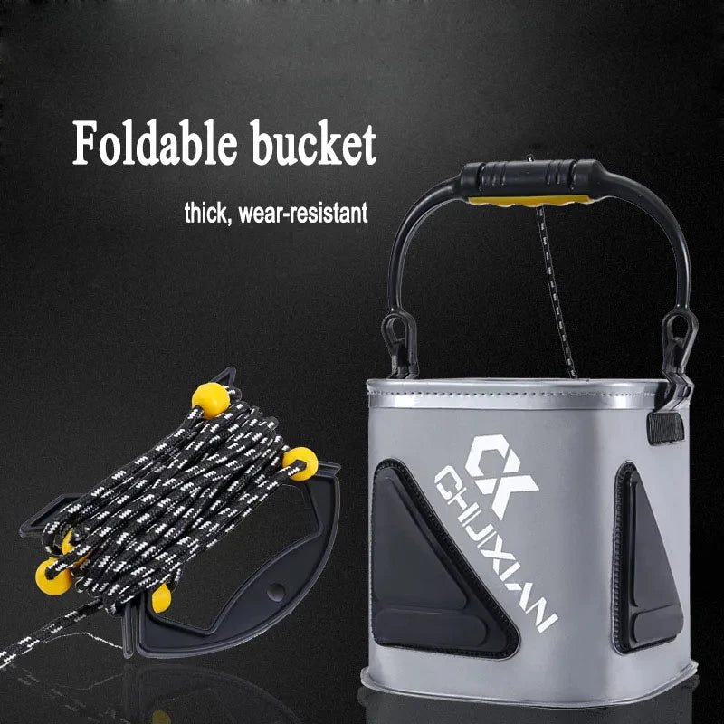 Seau de Pêche Pliable EVA Épais avec Couvercle - Vivier à Poissons Vivants et Appâts – Accessoires de Pêche – Oceanis Gear