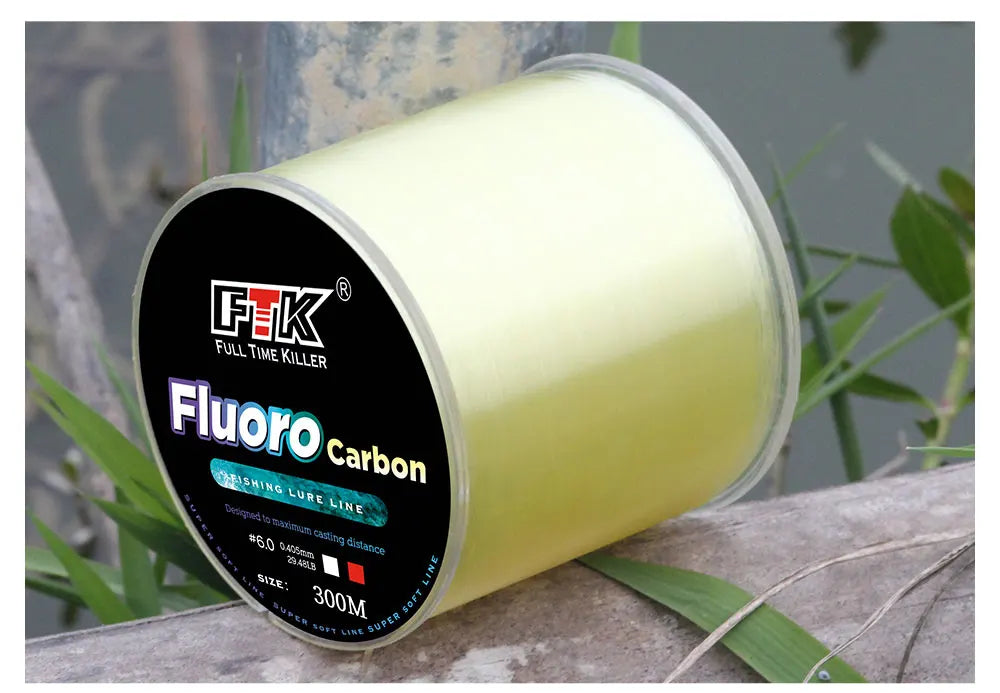 Ligne de pêche FTK 300M avec revêtement en fluorocarbone.