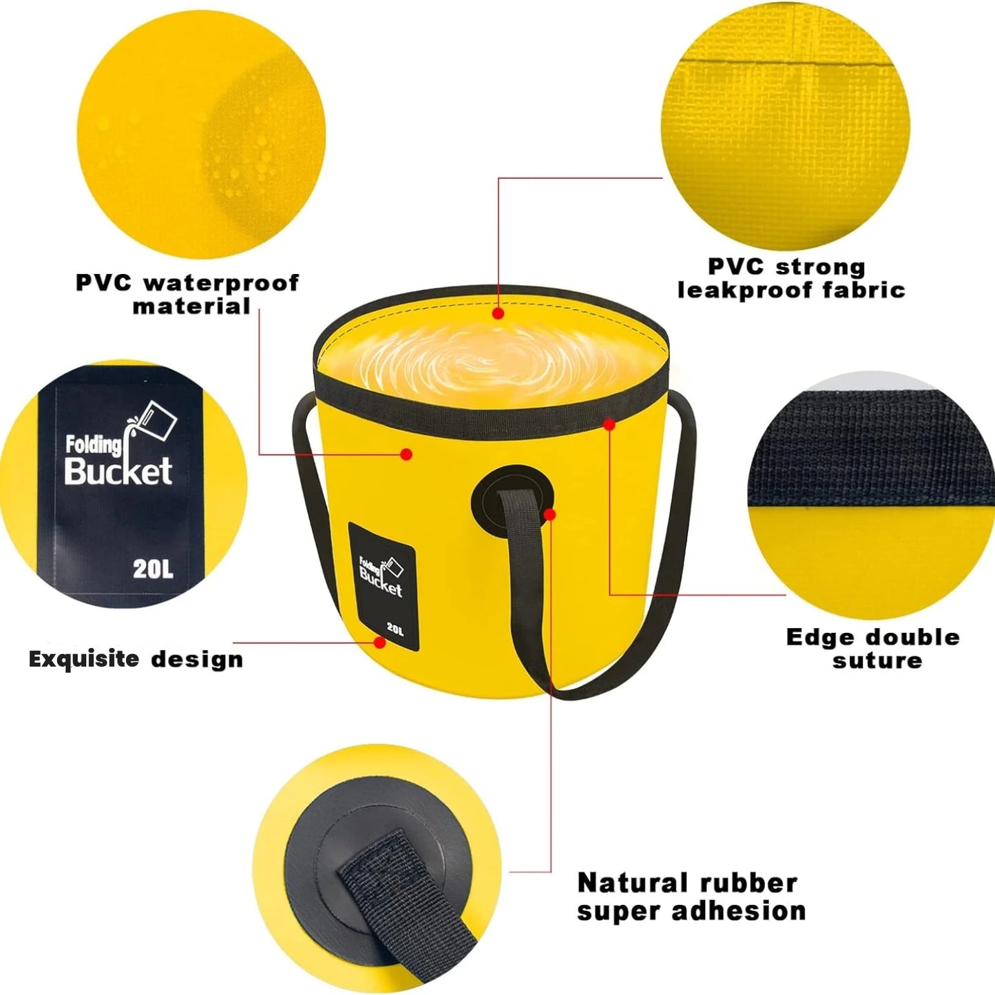 Seau Pliable Portable 12L - Sac de Stockage d'Eau avec Sangles pour Camping et Pêche – Équipement de Camping – Oceanis Gear