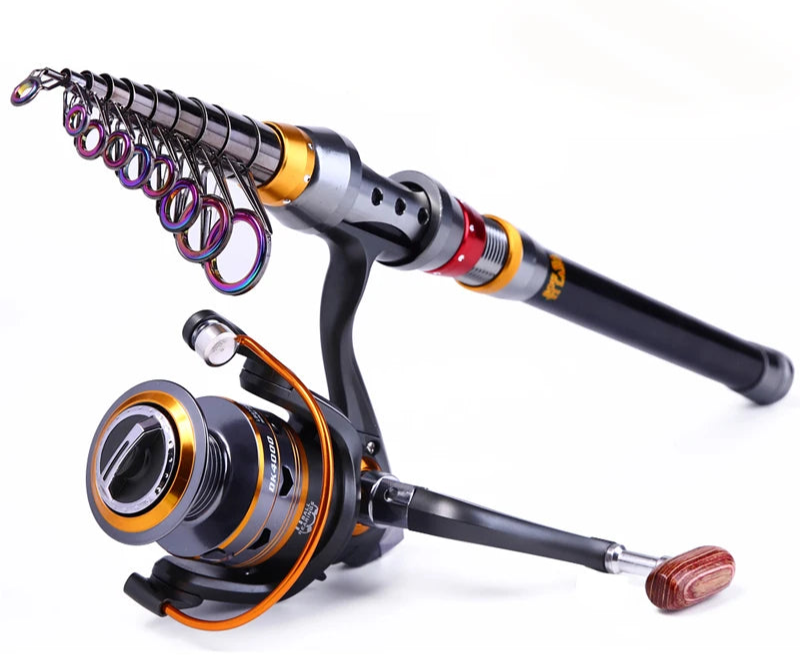 Canne à pêche télescopique avec moulinet – Fibre de carbone ultra résistante – OUTILS DE PECHE – Oceanis Gear