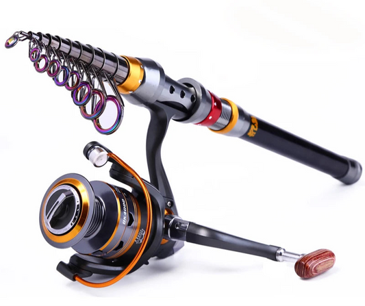 Canne à pêche télescopique avec moulinet – Fibre de carbone ultra résistante – OUTILS DE PECHE – Oceanis Gear