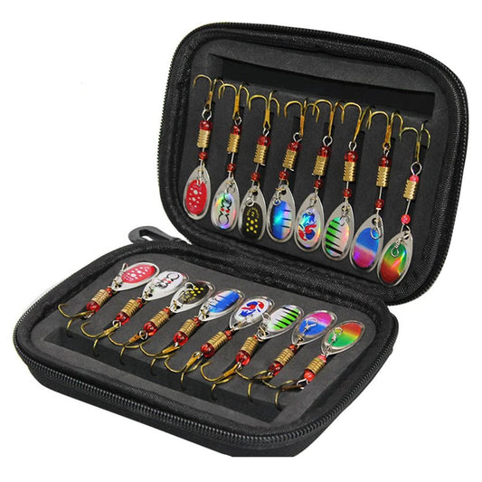 Lot de 16 leurres de pêche en métal avec cuillère tournante