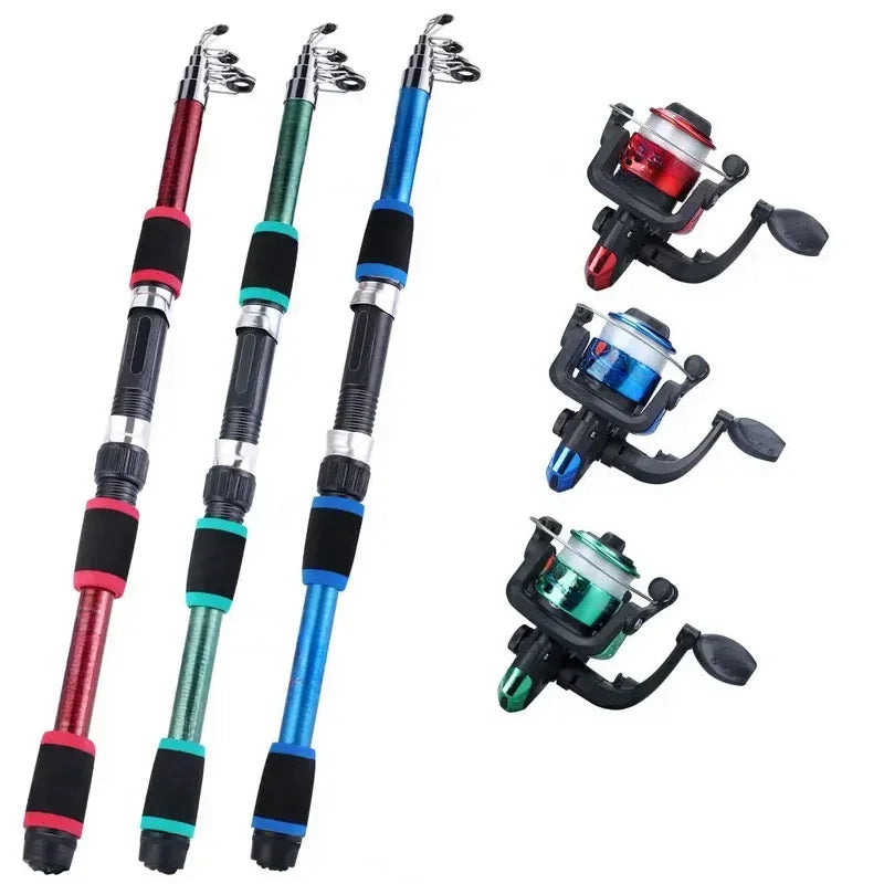 Kit Pêche Enfant Télescopique — Canne Carbone 1.8m + Moulinet Spinning