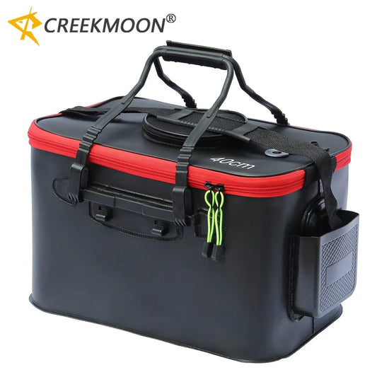 Sac pliable portable pour seau à poissons vivants.