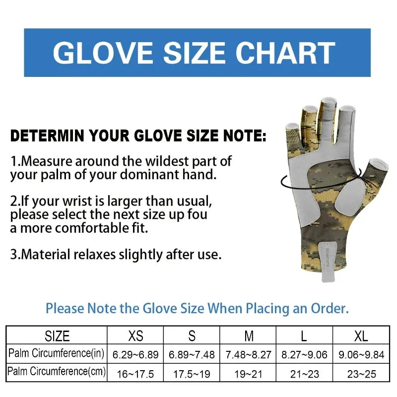 Gants de Pêche UV Protection Sans Doigts M/L/XL