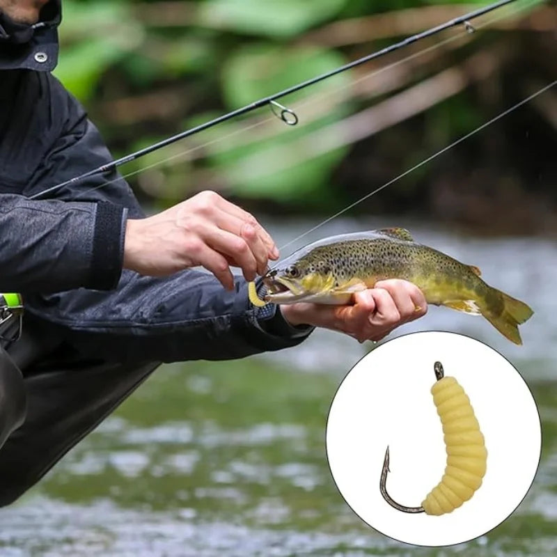 طُعم اليرقات المطاطي مع الخطافات